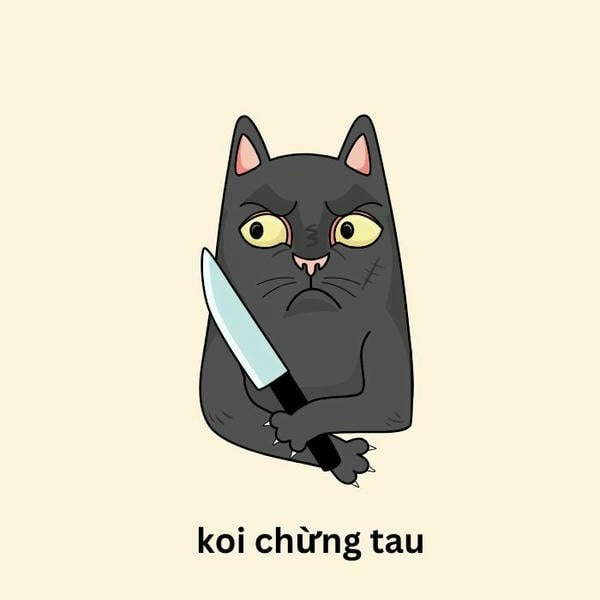 meme mèo cầm dao cute xỉu