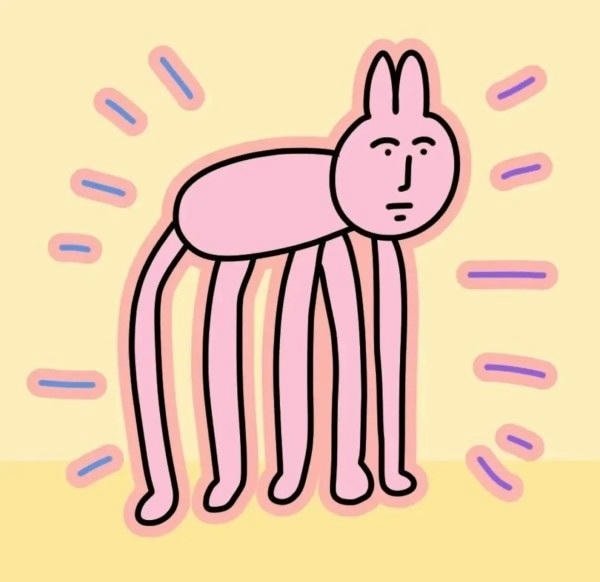 meme thỏ hồng 4 chân