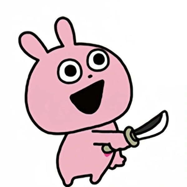 meme thỏ hồng cầm dao