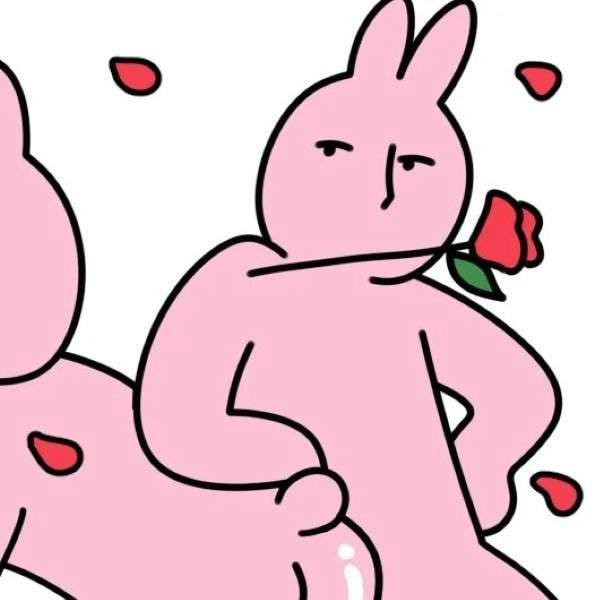 meme thỏ hồng tym