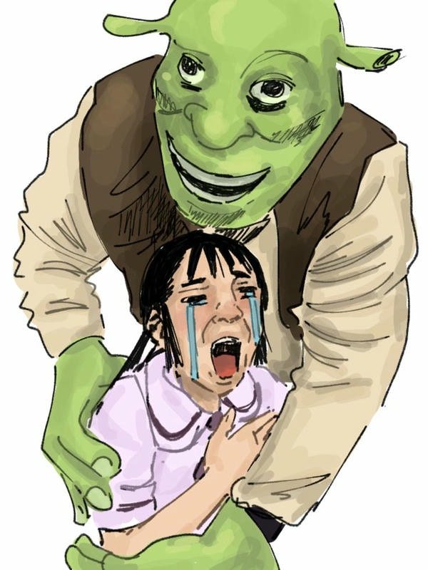 quái vật và công chúa ôm nhau