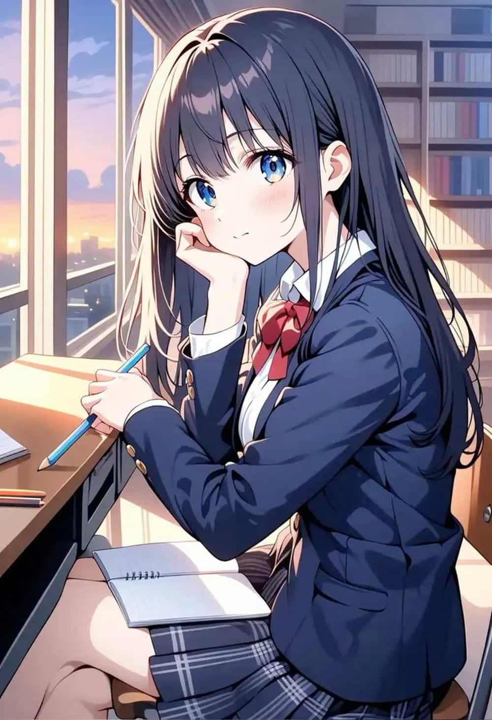 Ảnh anime nữ học sinh dịu dàng