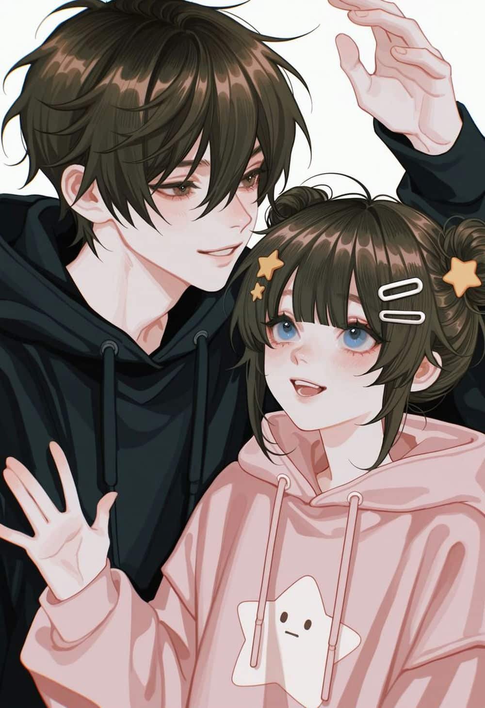 Cặp đôi anime nhìn nhau hạnh phúc