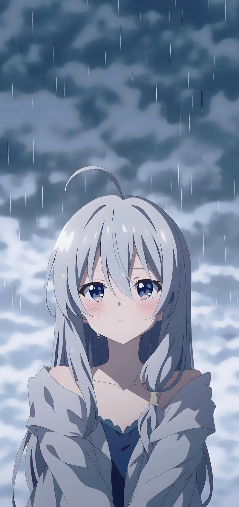 hình anime nữ buồn làm nền