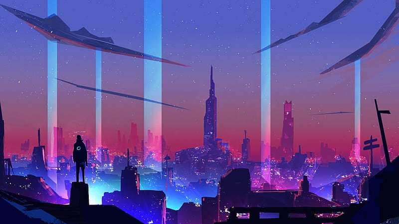 Bộ ảnh hình nền thành phố neon miễn phí