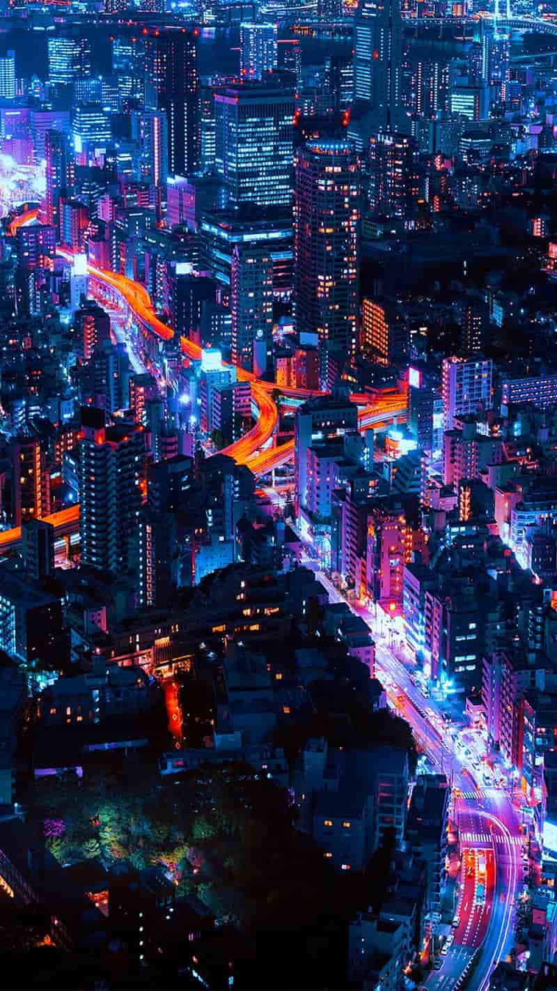 Bộ ảnh hình nền thành phố neon sắc nét