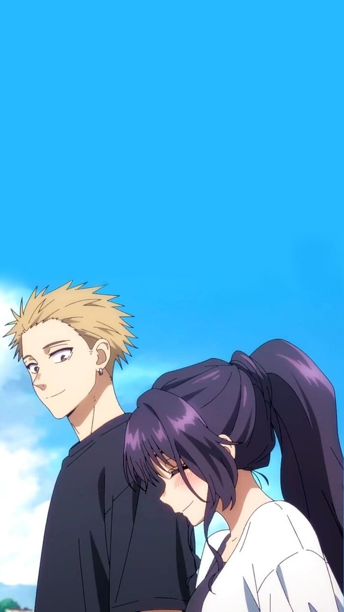 Hình nền Anime nam nữ bầu trời xanh