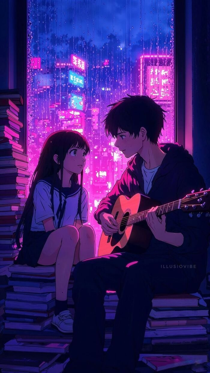 Hình nền Anime nam nữ phong cảnh thành phố