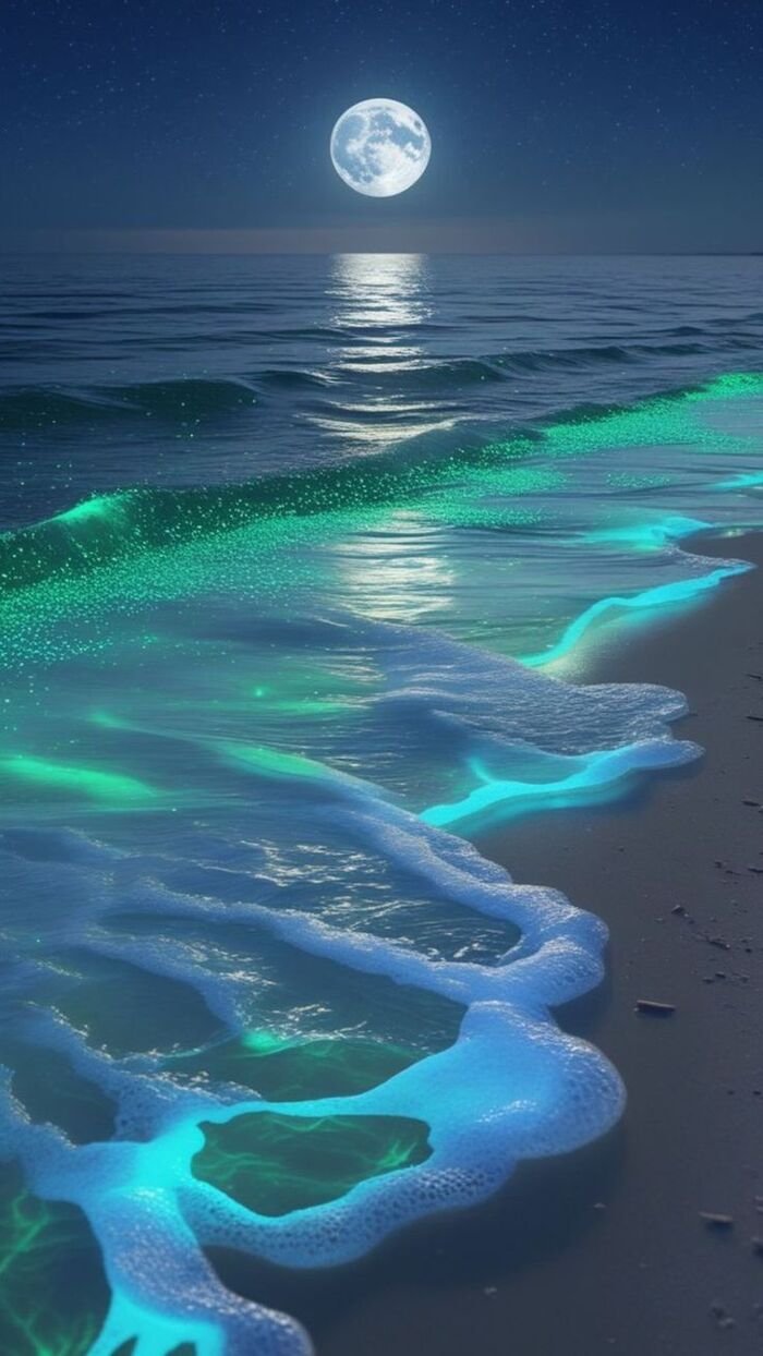 Hình nền Biển ban đêm ảo