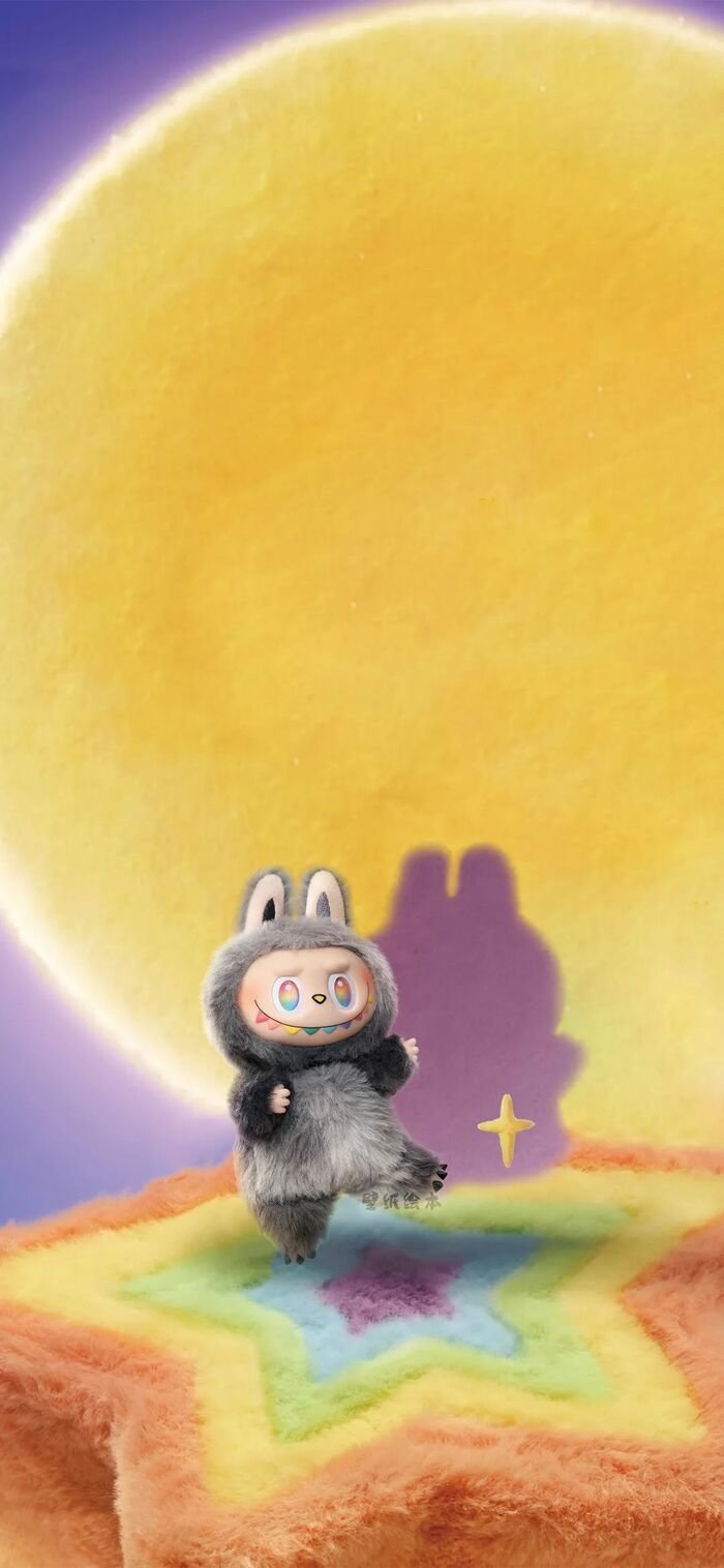 Hình nền Labubu màu vàng nhạt