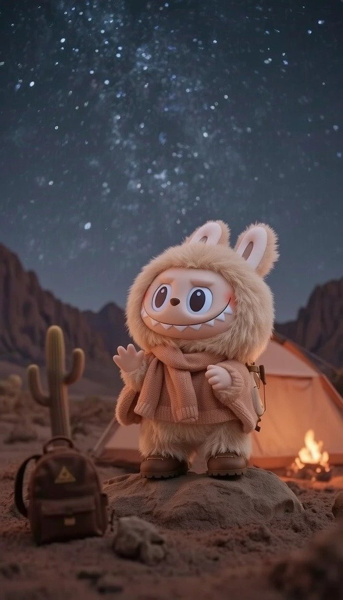 Hình nền Labubu màu xanh pastel