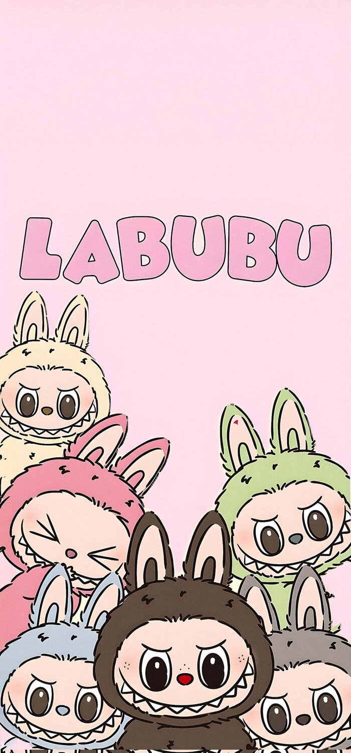 Hình nền Labubu nền hồng