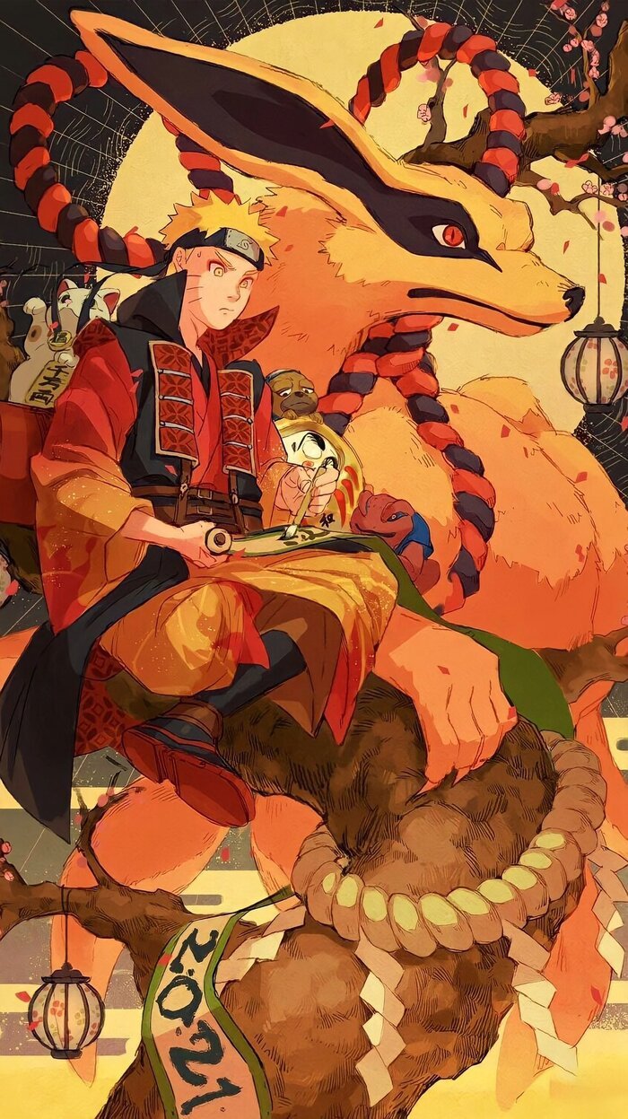 Hình nền Naruto nền cam