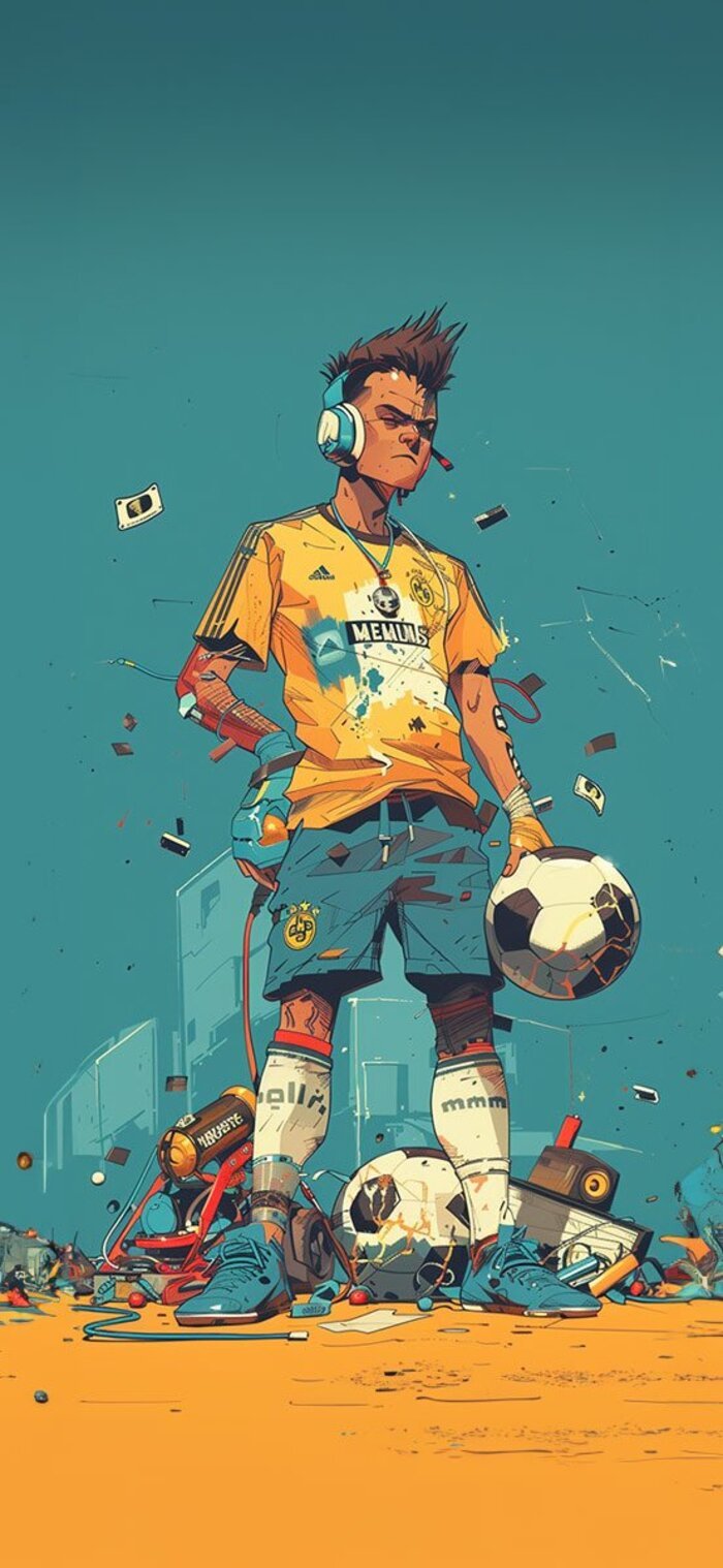 Hình nền bóng đá cầu thủ trẻ hình vẽ