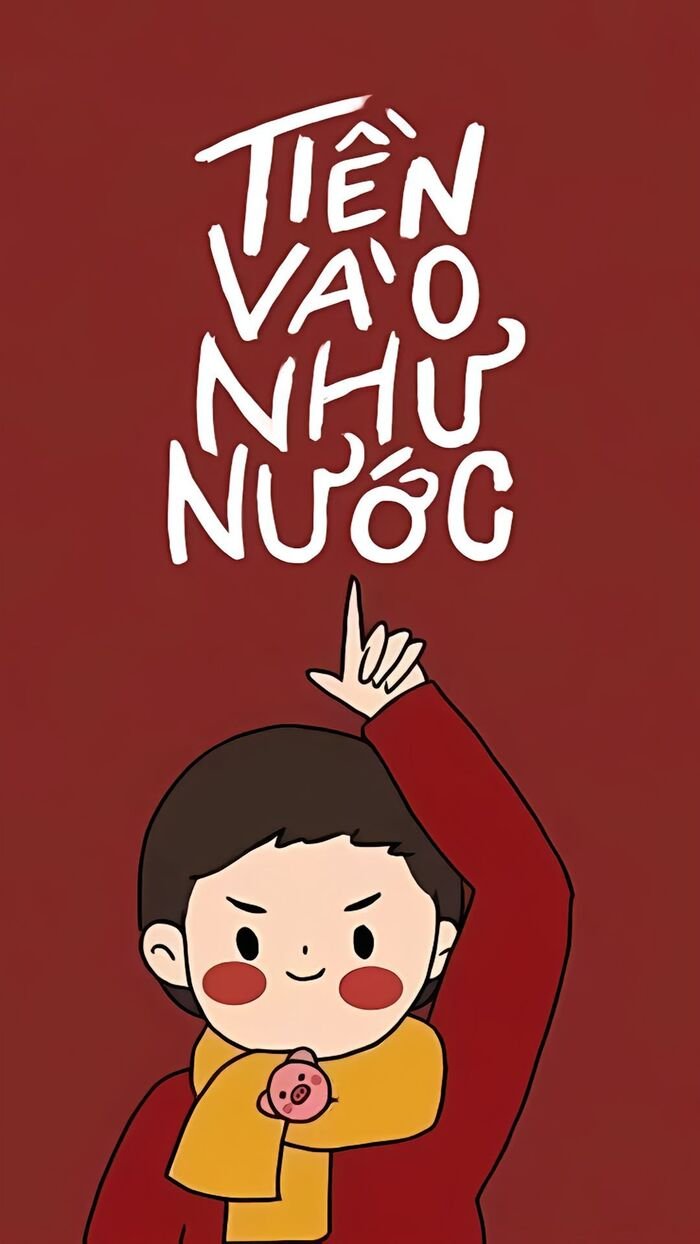 Hình nền tết phong cách hiện đại tiền vào như nước