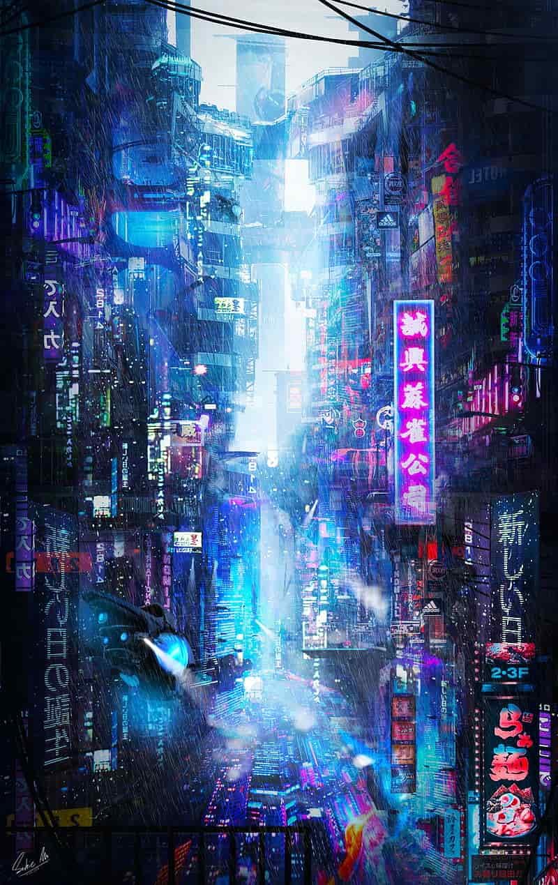 Ngắm hình nền thành phố neon miễn phí