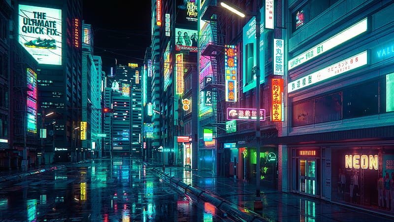 Tổng hợp hình nền thành phố neon chất lượng