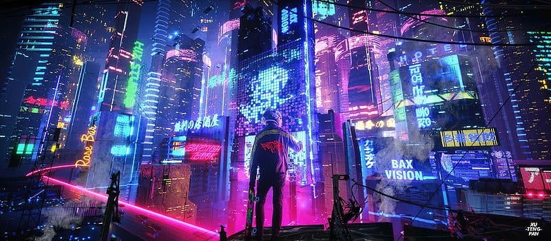 Xem hình nền thành phố neon chất lượng cao