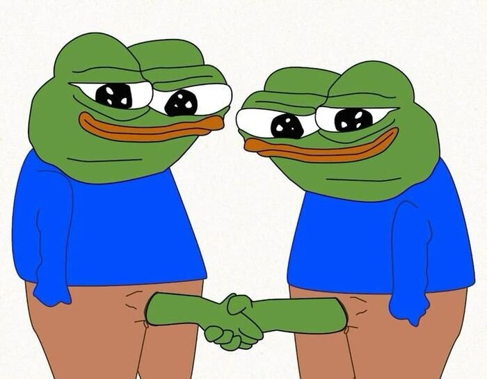 meme ếch bắt tay