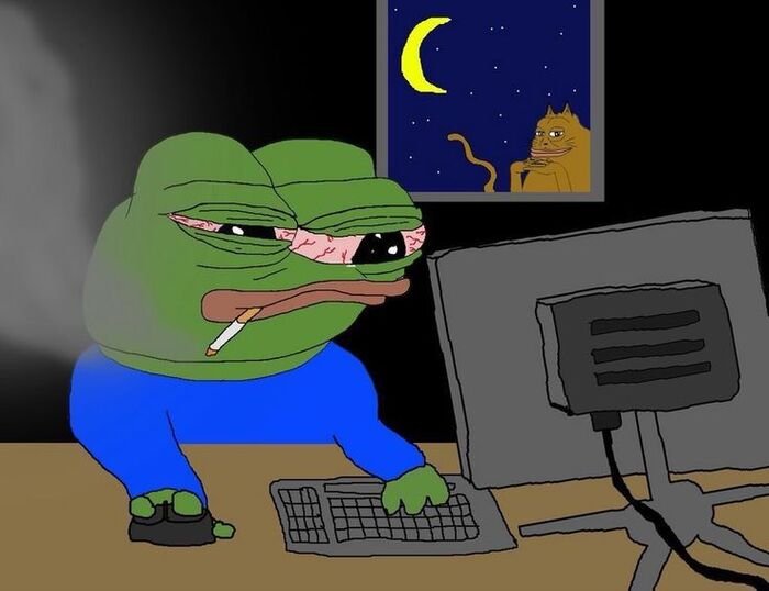 meme ếch nhìn đời buồn