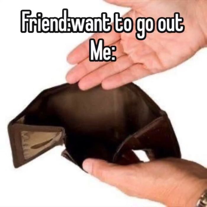 ảnh meme hết tiền ví